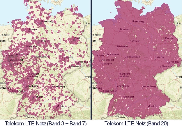 LTE-Bänder im Telekom-Netz