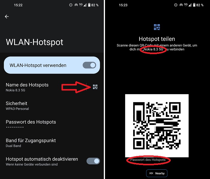 Tethering über QR-Code