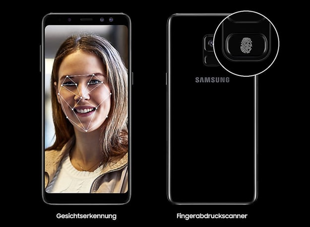Samsung Galaxy A8 mit Gresichtserkennung und Fingerabdruckscanner