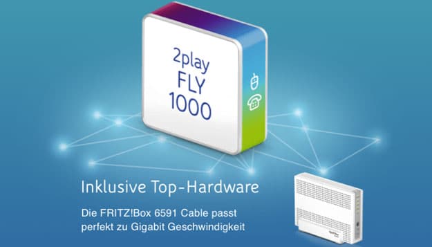 Gigabit Speed! Unitymedia 2play Fly 1000 für 99,99 € mtl. Grundgebühr (bis zu 1 GBit/s!) + FRITZ!Box 6591 Cable