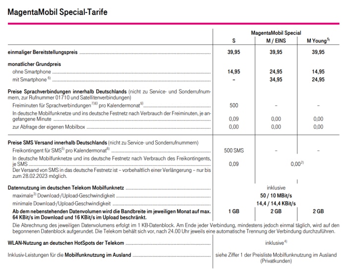 Telekom MagentaMobil Special Tarife