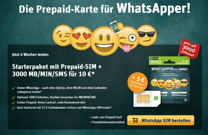WhatsApp SIM - Prepaid-Karte mit 3000 Einheiten