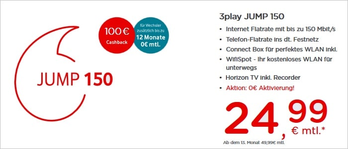 Vodafone 3play JUMP 150 Kabel Flat