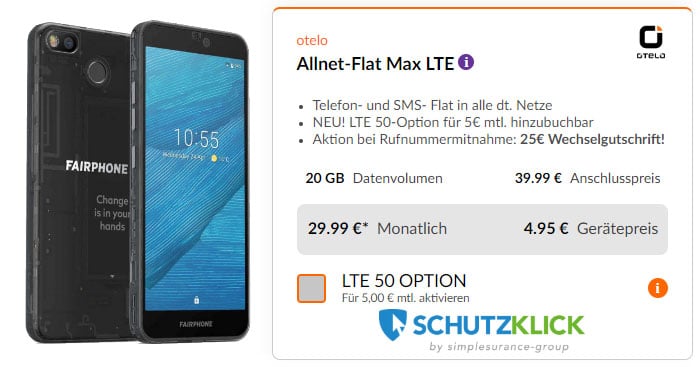 Fairphone 3 + otelo Allnet Flat Max bei Preisboerse24