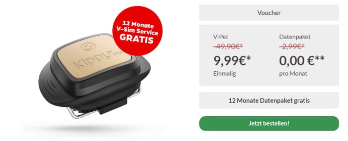 Smarter V-Pet Tracker von Vodafone für nur 9,99 € & 12 Monate gratis nutzen: Nicht nur perfekt für Tiere & Kleinkinder, sondern auch als Diebstahlschutz für Fahrrad, Auto, Rucksack & Co.