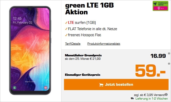 Samsung Galaxy A50 mit green LTE 1 GB Telekom bei Saturn