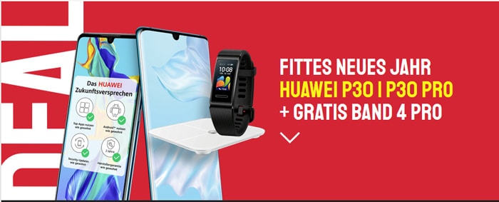 Gratis Huawei Band 4 Pro & Körperfettwaage zu jedem Huawei P30 Pro & Huawei P30 - P30 lite mit einem Extra!