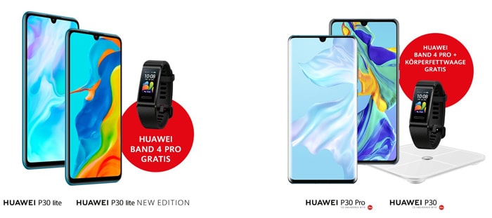 Gratis Huawei Band 4 Pro & Körperfettwaage zu jedem Huawei P30 Pro & Huawei P30 / New Edition - P30 lite mit einem Extra!
