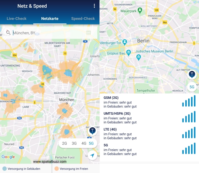 o2 Telefónica 5G Versorgung zum Start auf Netzkarte sichtbar