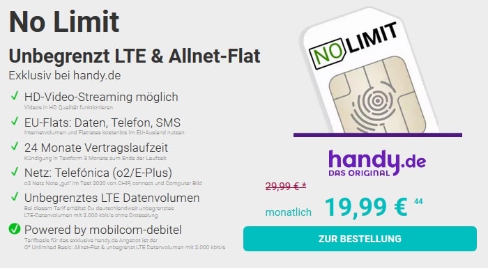 No Limit Tarif von handy.de