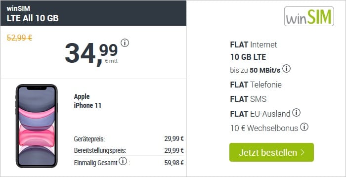 iPhone 11 + winSIM LTE All 10 GB