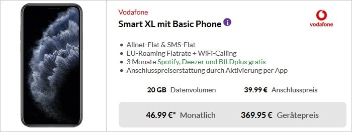 Apple iPhone 11 Pro Max + Vodafone Smart XL bei Preisboerse24