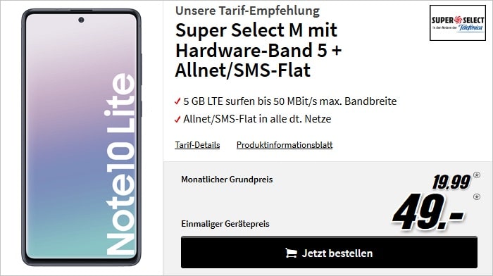 Samsung Galaxy Note 10 Lite mit Super Select M bei MediaMarkt
