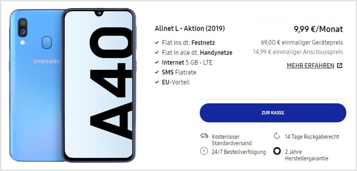 Samsung Galaxy A40 + Blau Allnet L im Samsung Online Shop