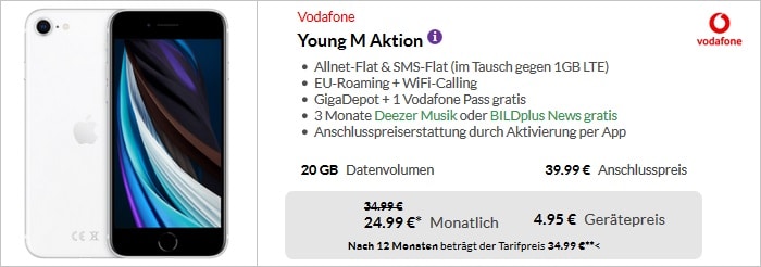 iPhone SE 2020 mit Vodafone Young M bei Preisboerse24