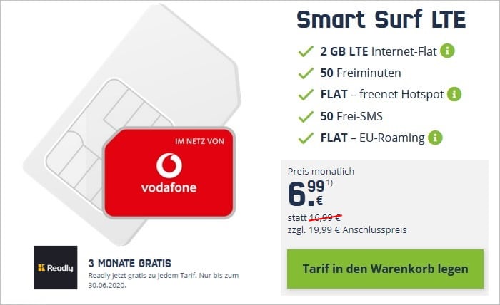 mobilcom-debitel Smart Surf LTE (Vodafone-Netz) und 3 Monate Readly