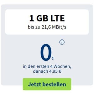 free Prepaid Freikarte: Neuen Handytarif 4 Wochen gratis testen - 1 GB LTE + 100 Min/SMS