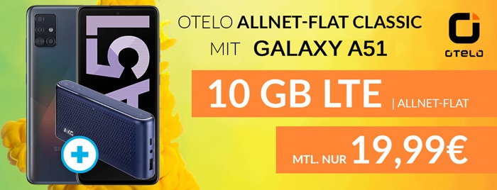 Samsung Galaxy A51 mit otelo Allnet-fla Classic, 10 GB LTE im Vodafone-netz