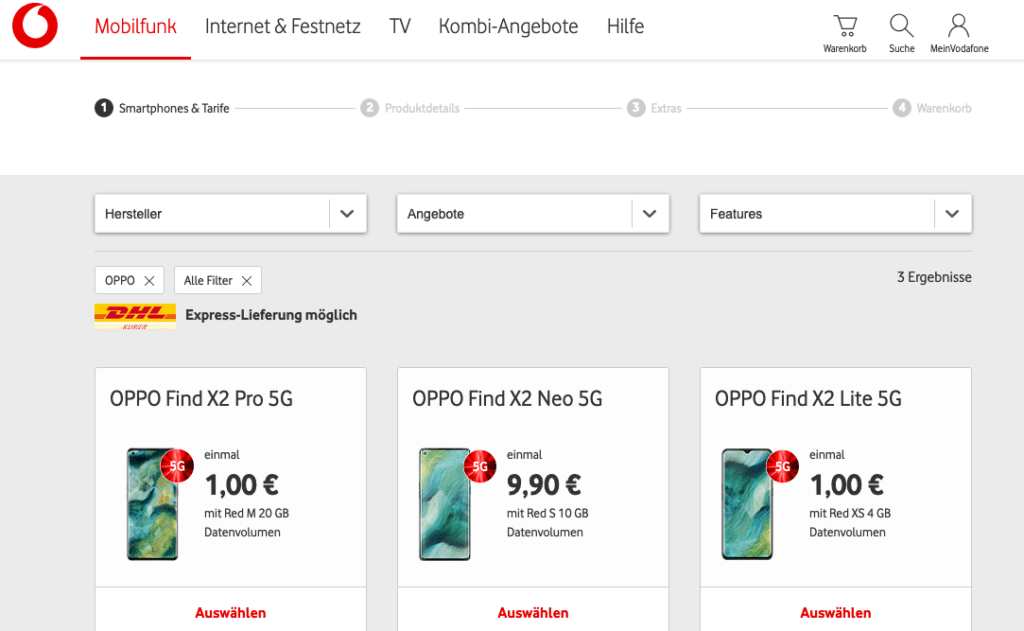 Oppo Vodafone Handytarife