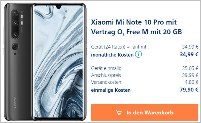 Xiaomi Mi Note 10 Pro mit o2 Free M