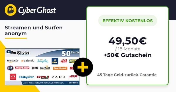 CyberGhost VPN kostenlos durch Gutschein