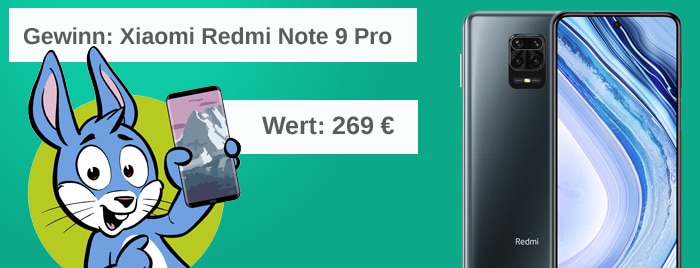 Handyhase-Gewinnspiel im Juli: Jetzt mitmachen und ein Xiaomi Redmi Note 9 Pro im Wert von 269 € gewinnen!