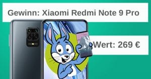 Handyhase-Gewinnspiel im Juli: Jetzt mitmachen und ein Xiaomi Redmi Note 9 Pro im Wert von 269 € gewinnen!