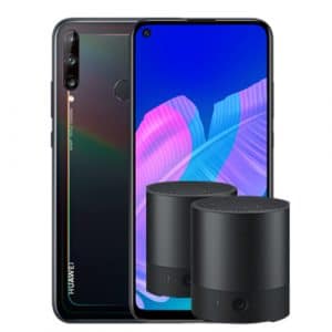 Huawei P40 lite mit zwei Bluetooth-Lautsprechern