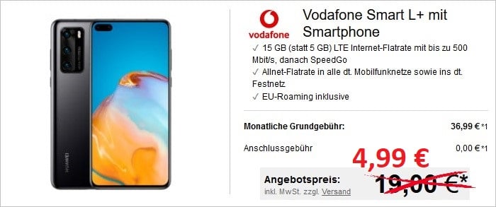 Huawei P40 mit Vodafone Smart L Plus bei LogiTel