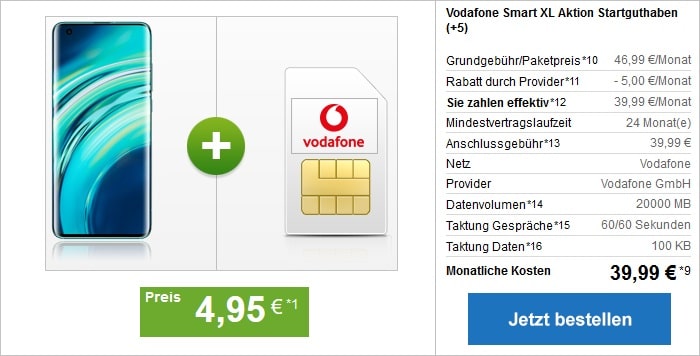 Xiaomi Mi 10 5G mit Vodafone Smart XL inkl 5G-Option bei modeo