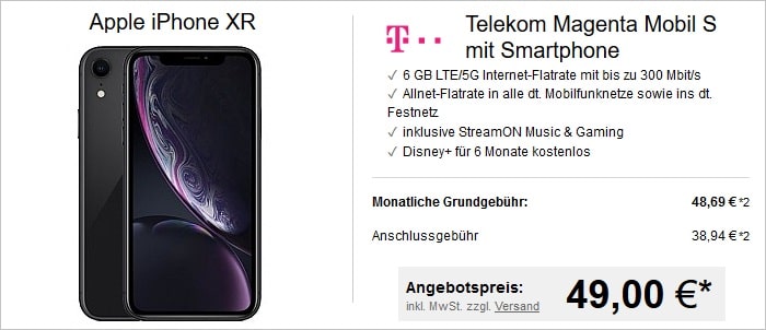 Apple iPhone Xr mit Telekom MagentaMobil S bei LogiTel