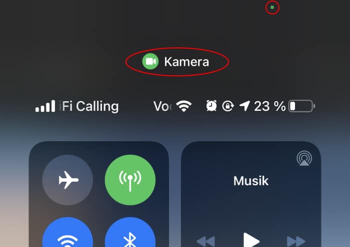 iOS 14 - virtuelle Kamera- und Mikro-LED