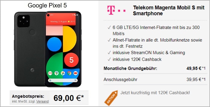 Google Pixel 5 zum Telekom MagentaEINS S bei LogiTel