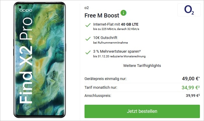 Oppo Find X2 Pro zum o2 Free M Boost bei DeinHandy