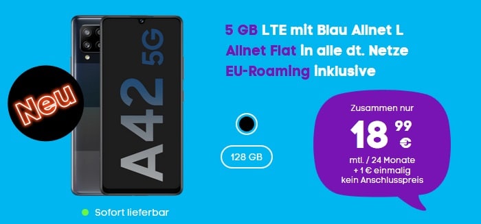 Samsung Galaxy A42 5G mit Blau Allnet L bei Blau