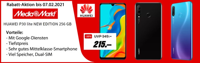 Huawei P30 Lite New Edition 256 GB bei MediaMarkt zum Tiefstpreis