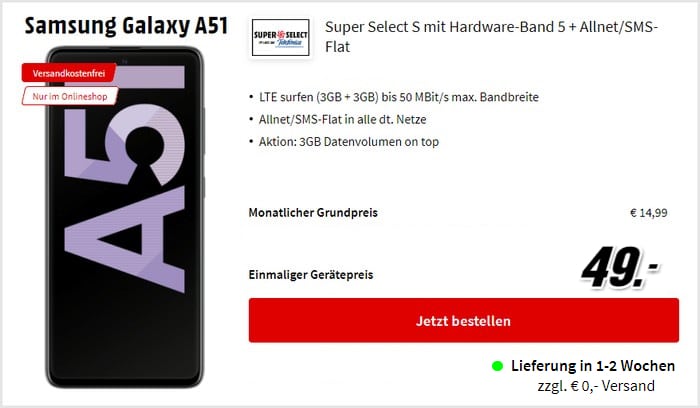 Samsung Galaxy A51 + Super Select S bei Media Markt
