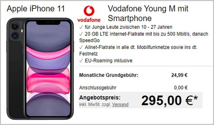 iPhone 11 mit Vodafone Young bei LogiTEL