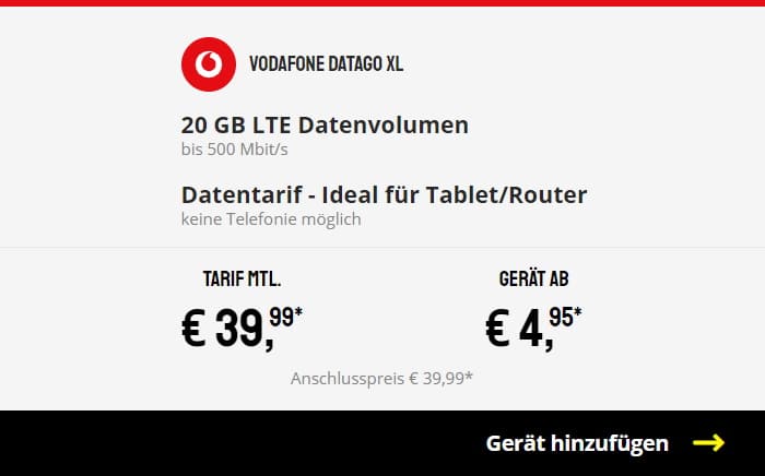 Vodafone DataGo XL bei Sparhandy