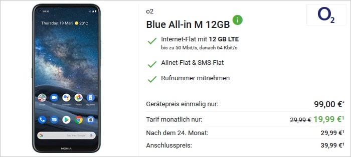 Nokia 8.3 5G (Blue, 128GB) mit o2-Vertrag bei Sparhandy