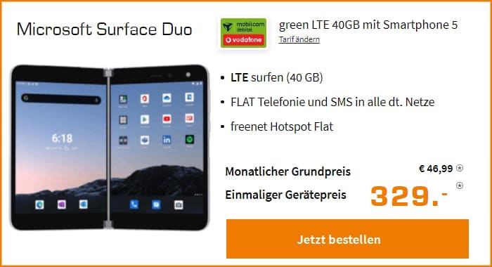 Microsoft Surface Duo Green Lte 40 GB Saturn