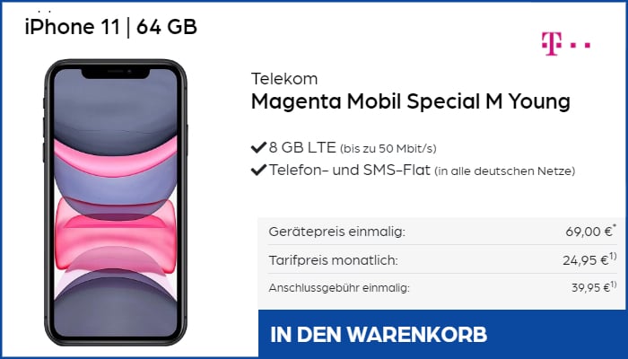 iPhone 11 mit Telekom Magents Special M Young bei Preisboerse24