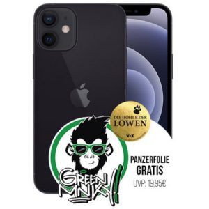 iPhone 12 mit Green MNKY Panzerfolie