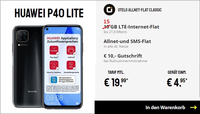 HUAWEI P40 Lite Otelo Allnet Classic 15 GB Aktion