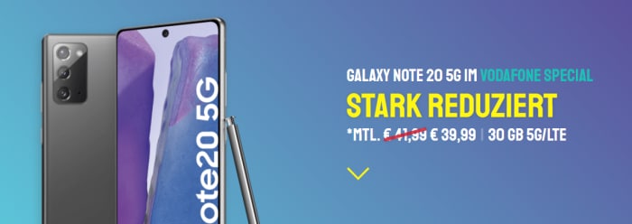 Samsung Galaxy Note20 5G mit Vodafone Smart XL bei Sparhandy