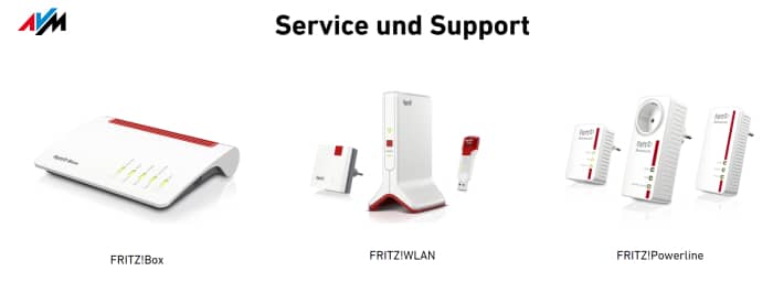 Service und Support bei AVM (Screenshot von avm.de)