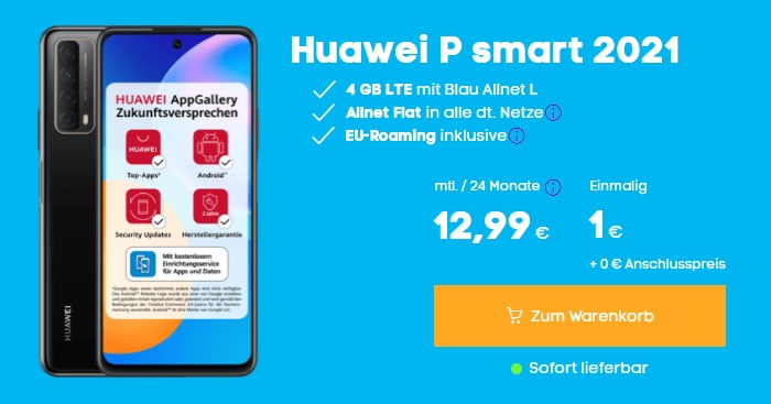 Huawei P Smart (2021) zum Blau Allnet L bei Blau