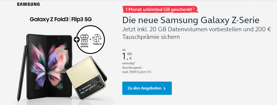 Samsung Galaxy Z Flip 3 und Z Fold 3 bei o2 mit Tarif bestellen