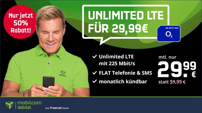 mobilcom-debitel o2 Free Unlimited Max (1 Mon.) bei Vitrado zur Black Week 2021