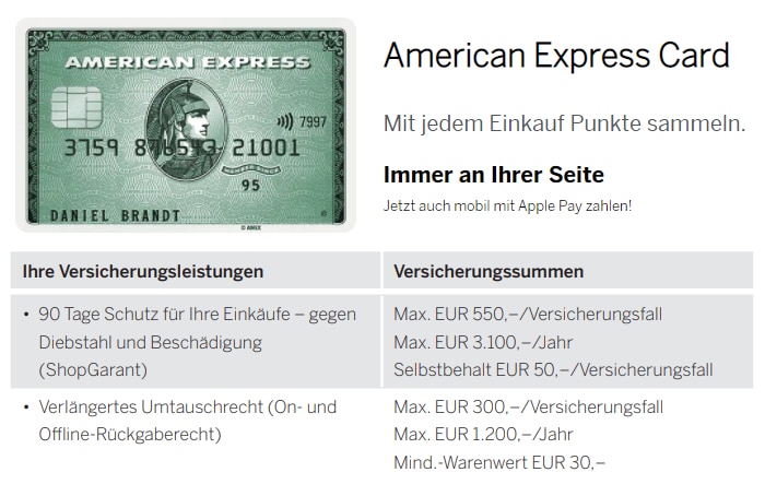 Einkaufsschutz bei der American Express Card